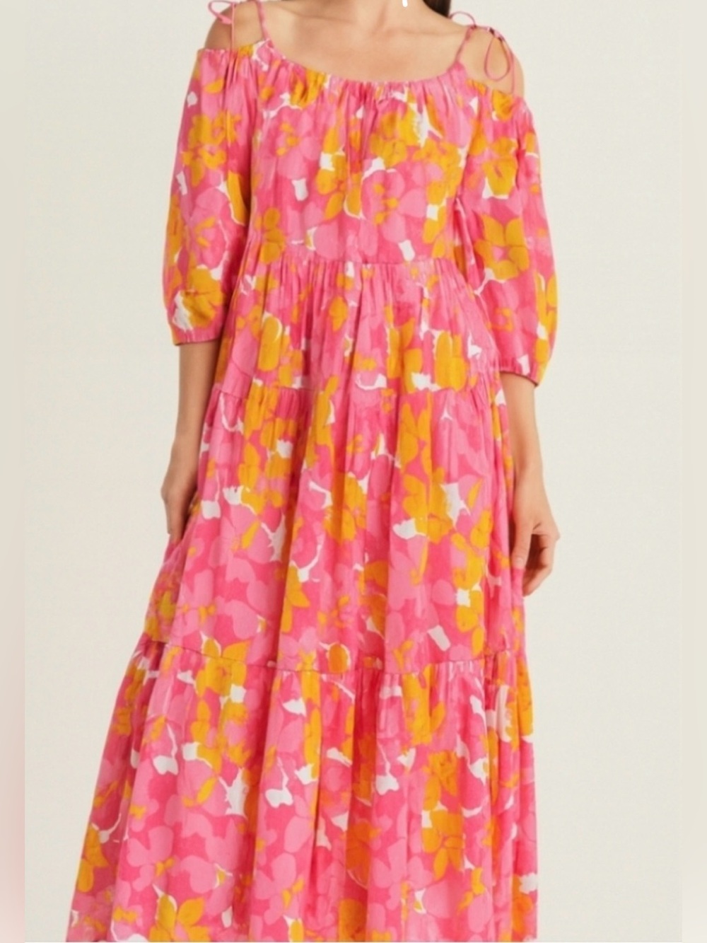Charlie Paige Pink & Orange Floral Dress